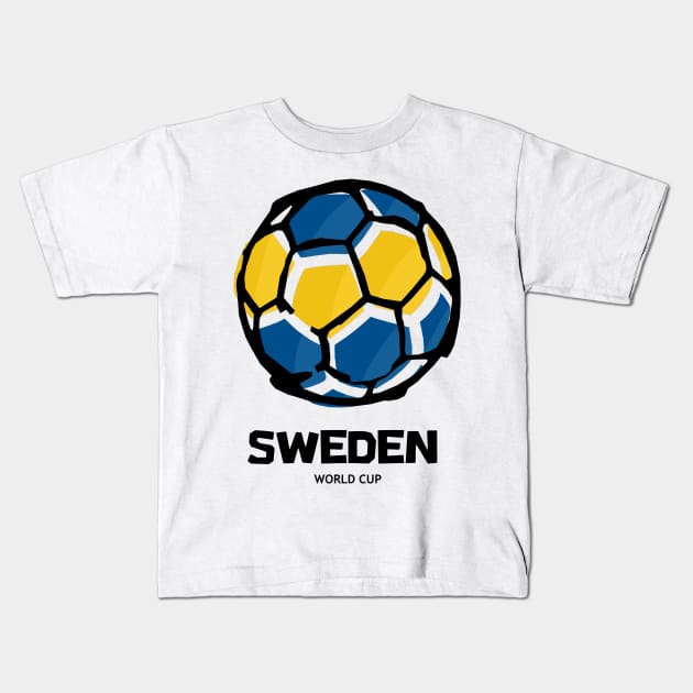 Sweden Football Country Flag Kids T-Shirt by KewaleeTee